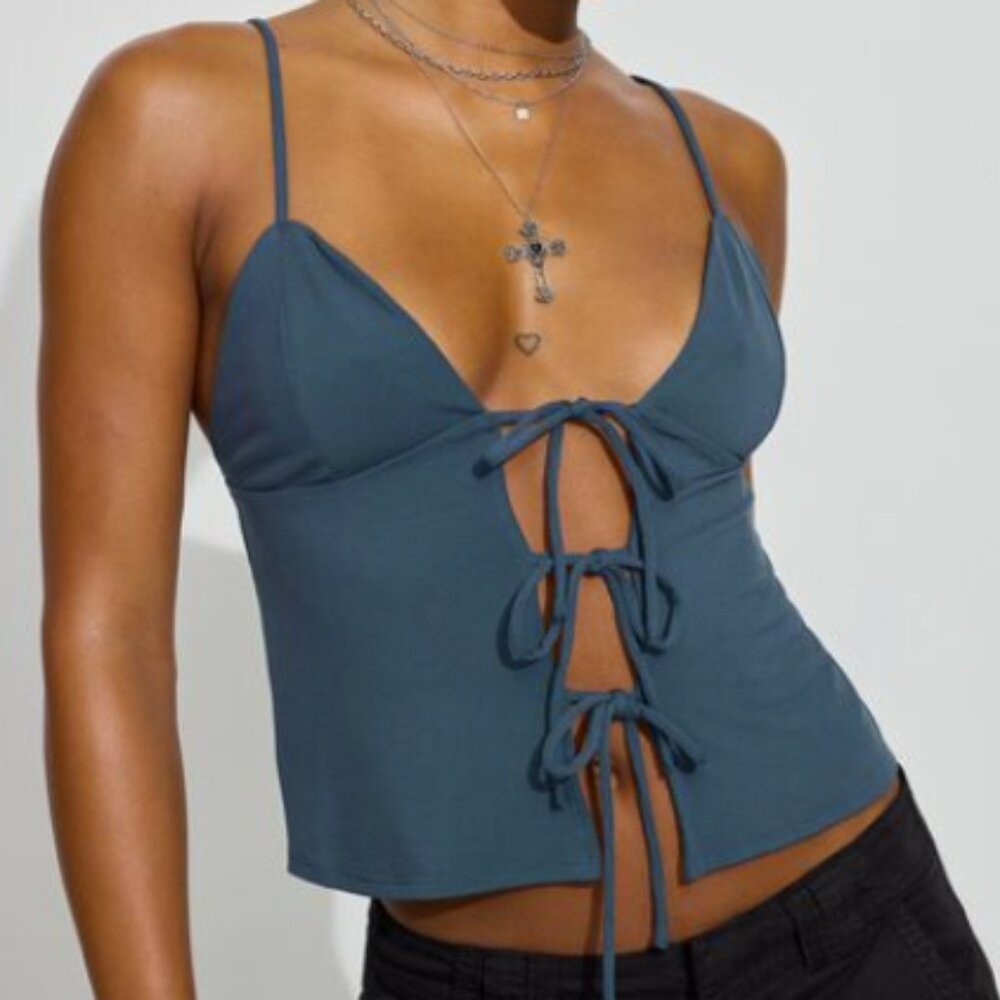 Garage tie front cami top XS